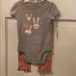 NWT Bunny onesie and ruffled pants set